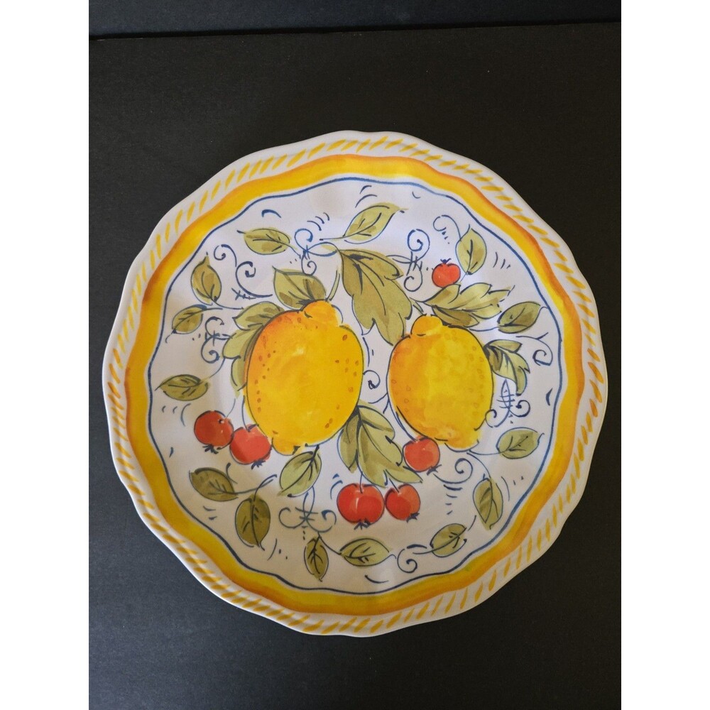 Le Cadeaux Melamine Replacemet Dinner Plate Mediterranean Lemon Tree Yellow
